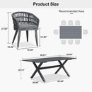 PURPLE LEAF Modern Outdoor Dining Table with 6/8/10 Seats, All-Weather Aluminum Table and Rattan Chairs with Cushions, Champagne