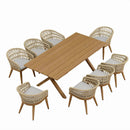 PURPLE LEAF Modern Outdoor Dining Table with 6/8/10 Seats, All-Weather Aluminum Table and Rattan Chairs with Cushions, Champagne