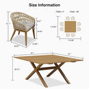 PURPLE LEAF Modern Outdoor Dining Table with 6/8/10 Seats, All-Weather Aluminum Table and Rattan Chairs with Cushions, Champagne