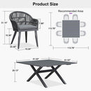 PURPLE LEAF 7/9/11 Pieces Patio Dining Set with Weather-Resistant Dining Table and Chairs Wicker Patio Table Set with Comfortable Cushion for Deck, Garden, Kitchen, Grey
