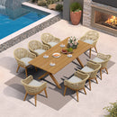 PURPLE LEAF 7/9/11 Pieces Outdoor Dining Set Aluminium Dining Table and Woven Rattan Chairs Dining Furniture Set with Cushions for Deck Patio Champagne