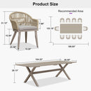 PURPLE LEAF 7/9/11 Pieces Outdoor Dining Set Aluminium Dining Table and Woven Rattan Chairs Dining Furniture Set with Cushions for Deck Patio Champagne