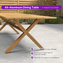 PURPLE LEAF Modern Outdoor Dining Table with 6/8/10 Seats, All-Weather Aluminum Table and Rattan Chairs with Cushions, Champagne