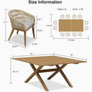 PURPLE LEAF Modern Outdoor Dining Table with 6/8/10 Seats, All-Weather Aluminum Table and Rattan Chairs with Cushions, Champagne