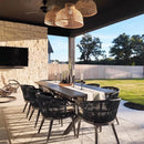 PURPLE LEAF Outdoor Dining Set All Weather Wicker Patio Dining Set with Rectangular Aluminum Table and Modern Armrest Dining Chairs for Garden Deck Backyard Kitchen
