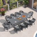 PURPLE LEAF 7/9/11 Pieces Outdoor Dining Set Aluminum Table & Wicker Rattan Chairs Modern Patio Furniture Set for Deck