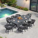 PURPLE LEAF 7/9/11 Pieces Outdoor Dining Set Aluminum Table & Wicker Rattan Chairs Modern Patio Furniture Set for Deck
