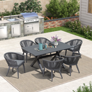 PURPLE LEAF 7/9/11 Pieces Outdoor Dining Set Aluminum Table & Wicker Rattan Chairs Modern Patio Furniture Set for Deck