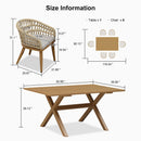 PURPLE LEAF Modern Outdoor Dining Table with 6/8/10 Seats, All-Weather Aluminum Table and Rattan Chairs with Cushions, Champagne