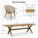 PURPLE LEAF Modern Outdoor Dining Table with 6/8/10 Seats, All-Weather Aluminum Table and Rattan Chairs with Cushions, Champagne