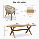 PURPLE LEAF Modern Outdoor Dining Table with 6/8/10 Seats, All-Weather Aluminum Table and Rattan Chairs with Cushions, Champagne