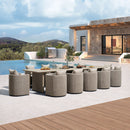 PURPLE LEAF Sanori Patio Dining Set Modern Large Weather-Resistant Table and Aluminum Chairs with Cushions for Garden Beige