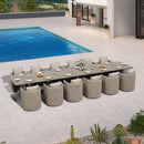PURPLE LEAF Sanori Patio Dining Set Modern Large Weather-Resistant Table and Aluminum Chairs with Cushions for Garden Beige