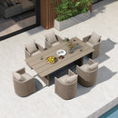 PURPLE LEAF Sanori Patio Dining Set Modern Large Weather-Resistant Table and Aluminum Chairs with Cushions for Garden Beige
