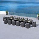 PURPLE LEAF Sanori Outdoor Dining Set Weather-Resistant Aluminum Table and Chairs Set with Backrest Pillow and Olefin Cushions for Deck