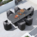PURPLE LEAF Sanori Outdoor Dining Set Weather-Resistant Aluminum Table and Chairs Set with Backrest Pillow and Olefin Cushions for Deck