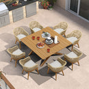 PURPLE LEAF 7/9/11 Pieces Outdoor Dining Set Aluminium Dining Table and Woven Rattan Chairs Dining Furniture Set with Cushions for Deck Patio Champagne