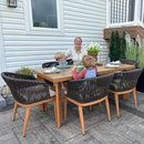PURPLE LEAF Patio Dining Set with Sunbrella Fabric Cushions and Aluminum Table All-Weather Wicker Patio Table Set for Deck