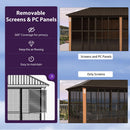 PURPLE LEAF Bronze Frame Sunroom Hardtop Gazebo Solarium Wood Grain Columns Galvanized Steel Double Roof All-Weather Screen House