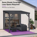 PURPLE LEAF Lean to Gazebo Metal Roof Patio Cover Built-in Drain Slots Wall Mounted Gazebo for Outdoor Extension