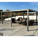 PURPLE LEAF Caesar Solar Louvered Pergola with LED Strip Lights and Control Panel Aluminum Outdoor Pergola with Adjustable Roof for Patio Deck Garden Yard Gray