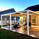PURPLE LEAF Athena Louvered Pergola Modern White Pergola with Adjustable Roof for Deck Backyard Garden