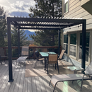 PURPLE LEAF Caesar Solar Louvered Pergola with LED Strip Lights and Control Panel Aluminum Outdoor Pergola with Adjustable Roof for Patio Deck Garden Yard Gray