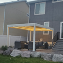 PURPLE LEAF Athena Louvered Pergola White Outdoor Aluminum Pergola with Strip Lights Adjustable Gazebo for Patio Deck Garden