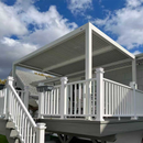 PURPLE LEAF Athena Louvered Pergola Modern White Pergola with Adjustable Roof for Deck Backyard Garden