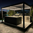 PURPLE LEAF Caesar Solar Louvered Pergola with LED Strip Lights and Control Panel Aluminum Outdoor Pergola with Adjustable Roof for Patio Deck Garden Yard Gray