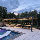PURPLE LEAF Caesar Solar Louvered Pergola with LED Strip Lights and Control Panel Aluminum Outdoor Pergola with Adjustable Roof for Patio Deck Garden Yard Gray