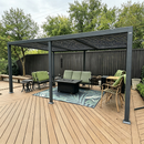 PURPLE LEAF Caesar Outdoor Louvered Pergola Patio Sun Shade Shelter with Adjustable Hardtop Patio Pergola Grey