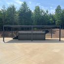 PURPLE LEAF Caesar Solar Louvered Pergola with LED Strip Lights and Control Panel Aluminum Outdoor Pergola with Adjustable Roof for Patio Deck Garden Yard Gray