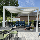 PURPLE LEAF Athena Louvered Pergola Modern White Pergola with Adjustable Roof for Deck Backyard Garden