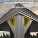 PURPLE LEAF Patio Gazebo for Pool Light Grey Hardtop Galvanized Steel Roof with Reinforcement Support Rod