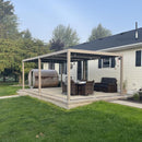 PURPLE LEAF Athena Louvered Pergola Modern Champagne Pergola with Adjustable Roof for Deck Backyard Garden