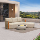 PURPLE LEAF Hailar L-Shaped Patio Conversation Set with Genuine Teak Cushions and Pillows Olefin Rope Backres Outdoor Couch Sets for Backyard Porch