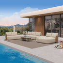 PURPLE LEAF Hailar L-Shaped Patio Conversation Set with Genuine Teak Cushions and Pillows Olefin Rope Backres Outdoor Couch Sets for Backyard Porch