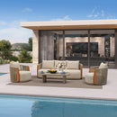 PURPLE LEAF Hailar U-Shaped Patio Conversation Set with Genuine Teak Cushions and Pillows Olefin Rope Backres Outdoor Couch Sets for Porch Garden