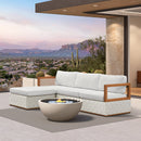 PURPLE LEAF Griffin L-shaped Patio Conversation Set White with Cushion Pillows Ottoman and Premium Leather for Patio Balcony