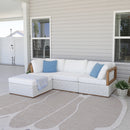 PURPLE LEAF Griffin Symmetrical Patio Conversation Set White with Cushion Pillows Ottoman and Premium Leather for Luxury Outdoor Living