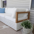 PURPLE LEAF Griffin L-shaped Patio Conversation Set White with Cushion Pillows Ottoman and Premium Leather for Patio Balcony