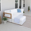 PURPLE LEAF Griffin L-shaped Patio Conversation Set White with Cushion Pillows Ottoman and Premium Leather for Patio Balcony
