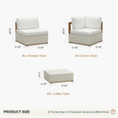 PURPLE LEAF Griffin L-shaped Patio Conversation Set White with Cushion Pillows Ottoman and Premium Leather for Patio Balcony