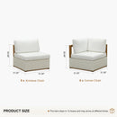PURPLE LEAF Griffin L-shaped Patio Conversation Set White with Cushion Pillows Ottoman and Premium Leather for Patio Balcony