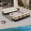 PURPLE LEAF Griffin Symmetrical Patio Conversation Set Black with Cushion Pillows Ottoman and Premium Leather for Luxury Outdoor Living