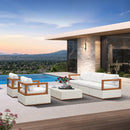 PURPLE LEAF Griffin Classical Patio Conversation Set White with Cushion Pillows Ottoman and Premium Leather for Backyard Outdoor Living