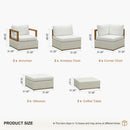 PURPLE LEAF Griffin Classical Patio Conversation Set White with Cushion Pillows Ottoman and Premium Leather for Backyard Outdoor Living