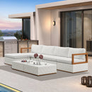 PURPLE LEAF Griffin L-shaped Patio Conversation Set White with Cushion Pillows Ottoman and Premium Leather for Patio Balcony