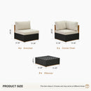 PURPLE LEAF Griffin L-shaped Patio Conversation Set Black with Cushion Pillows Ottoman and Premium Leather for Patio Balcony